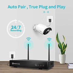 HM241 WiFi Security Camera System, 8CH 1080P NVR 4Pcs 960P Outdoor/ Indoor WiFi Surveillance Cameras with Night Vision, Weatherproof, Motion Detection, Remote Monitoring, No Hard Drive: Gateway