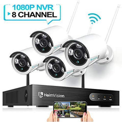 HM241 WiFi Security Camera System, 8CH 1080P NVR 4Pcs 960P Outdoor/ Indoor WiFi Surveillance Cameras with Night Vision, Weatherproof, Motion Detection, Remote Monitoring, No Hard Drive: Gateway